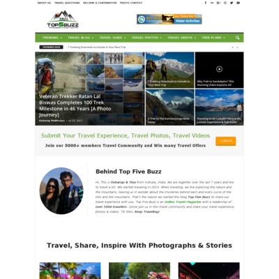 Share, Read Travel & Trekking Stories - Top Five Buzz