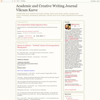 Academic and Creative Writing Journal Vikram Karve