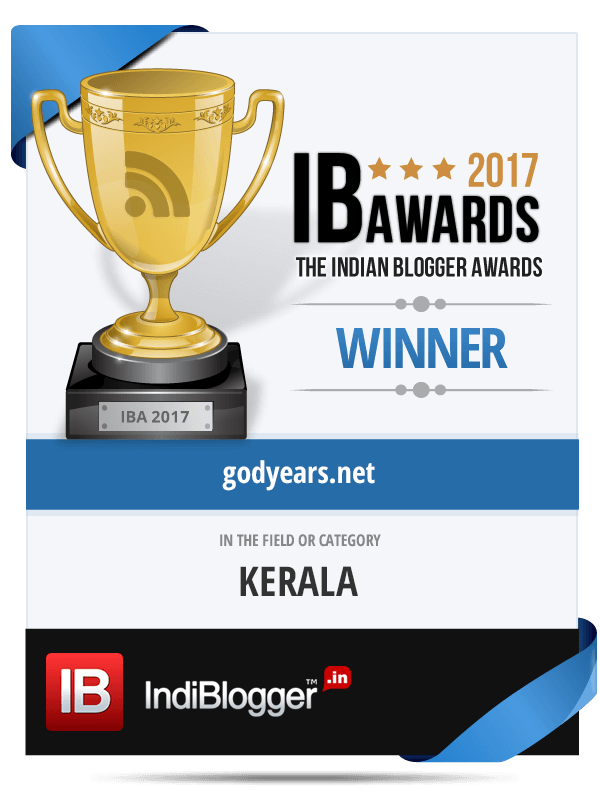 Godyears was the Winner of The Indian Blogger Awards 2017 - Best Blog from Kerala